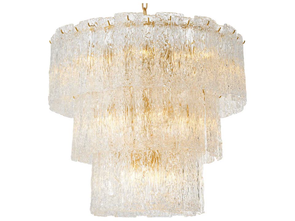 Almeria 18-Light Chandelier in Antique Brass with Handmade Glass