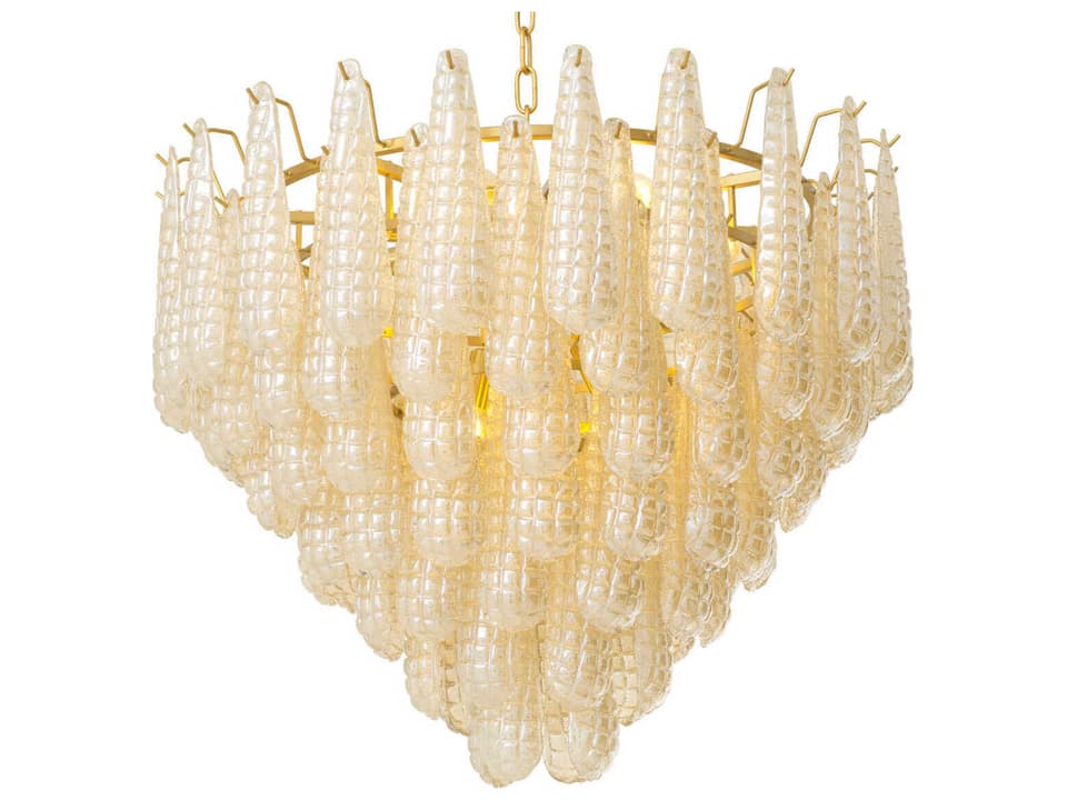12-Light Chaves L Chandelier with Champagne Glass and Antique Brass
