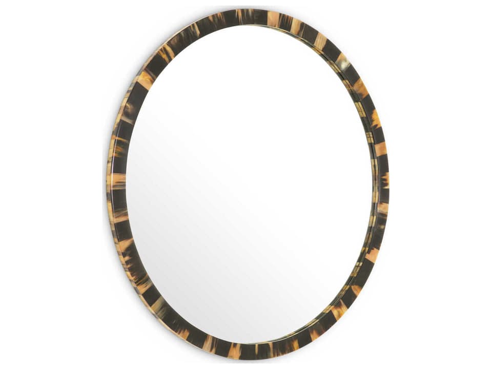 Saint Jerome Round Wall Mirror with Natural Horn Frame
