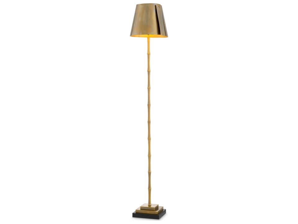 Vintage Brass X Black Granite Base Floor Lamp
