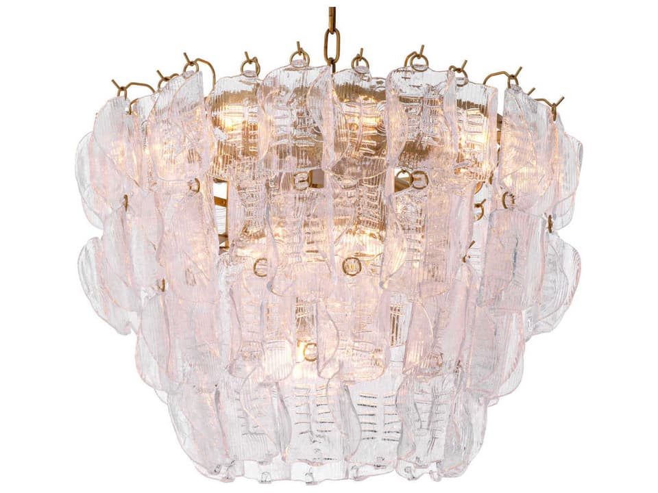 14-Light Solange Chandelier in Antique Brass and Clear Glass