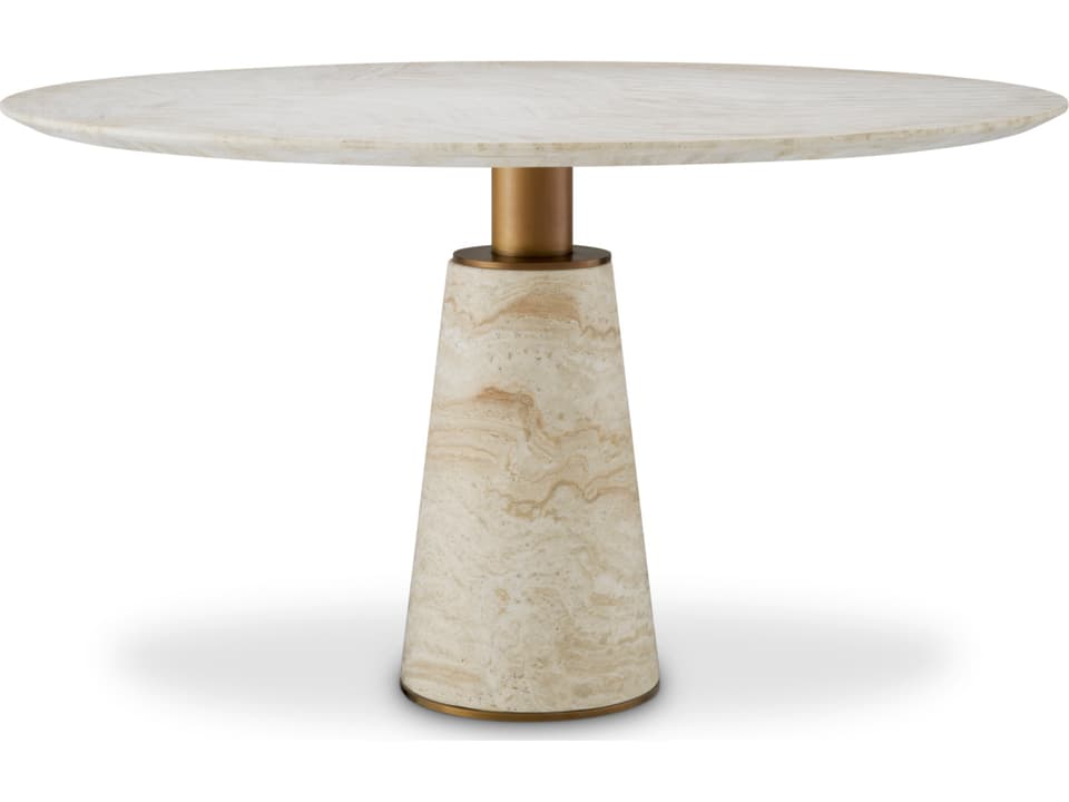 Round Stone Travertine X Brushed Brass Dining Table