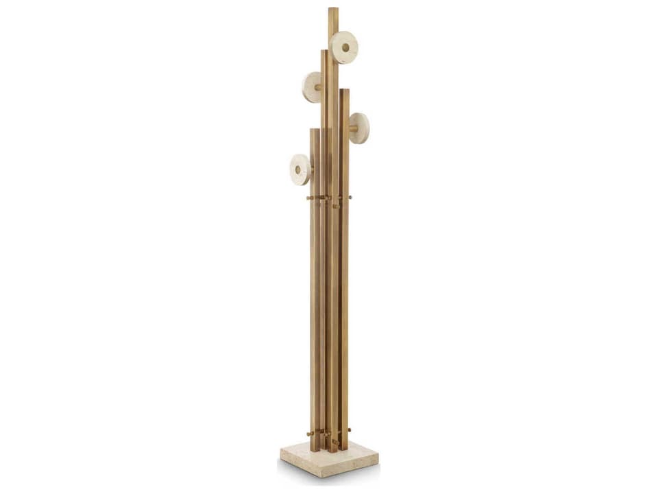 Amadora Vintage Brass Travertine Coatrack
