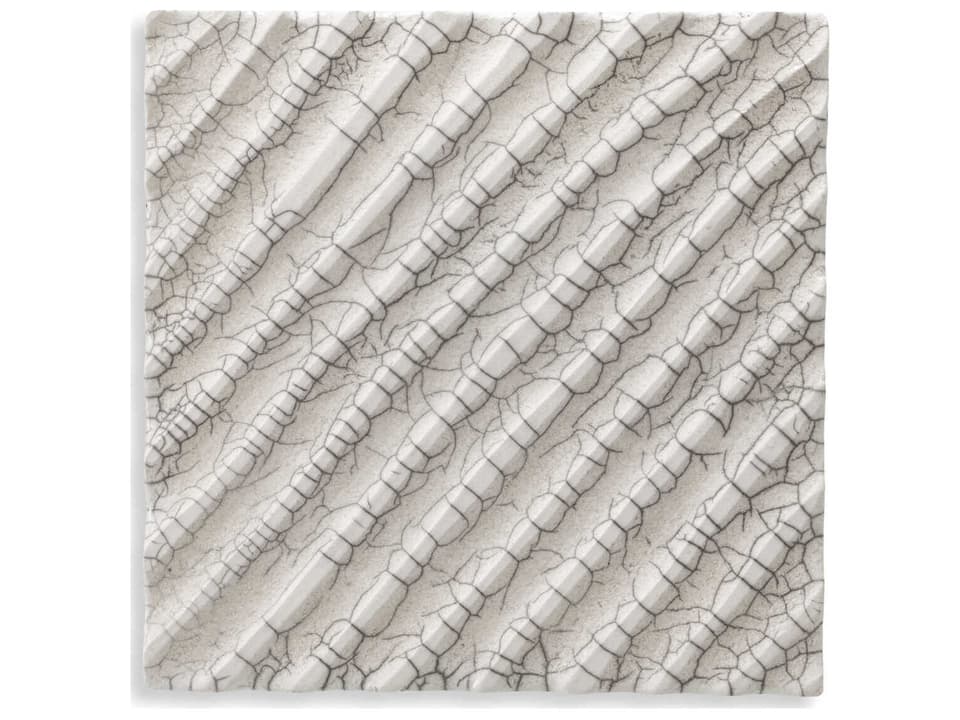 Division Diagonal Raku Ceramic Crackled White Wall Decoration