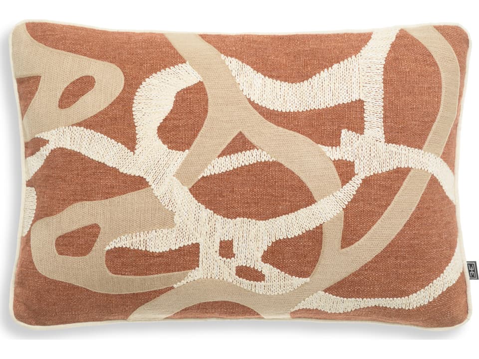 Saphira Rectangular Pillow with Organic Pattern in Orange Fabric