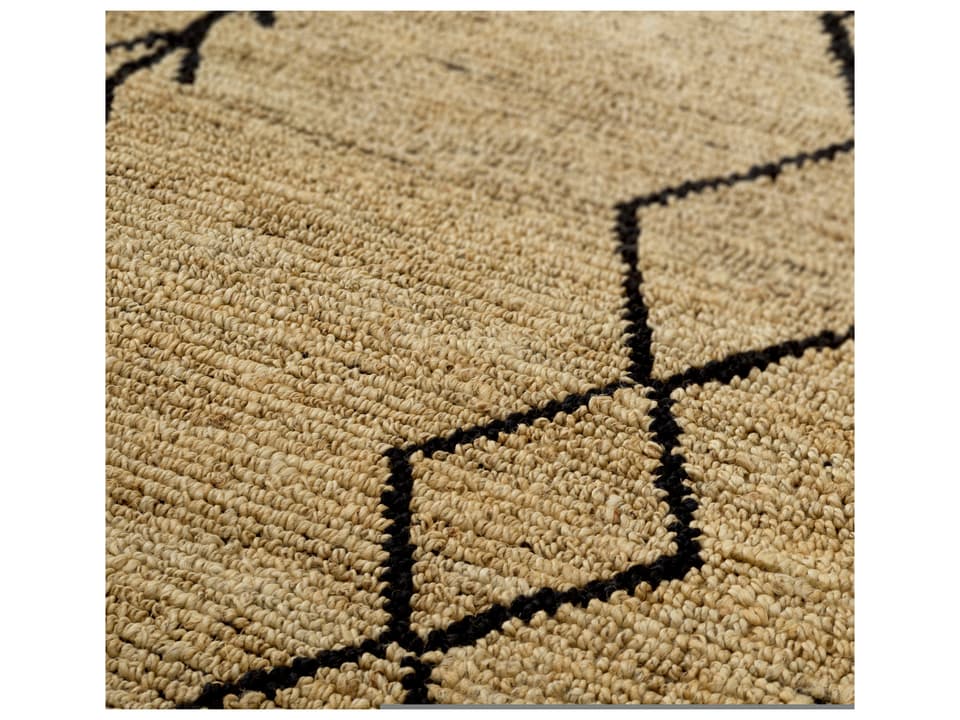 Thornfield Handwoven Geometric Area Rug in Beige and Black