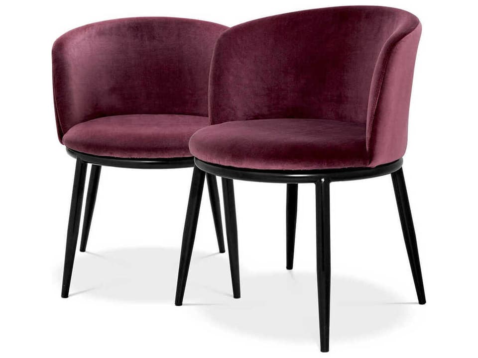 Filmore Upholstered Dining Armchair Set of 2 Cameron Purple Black Legs