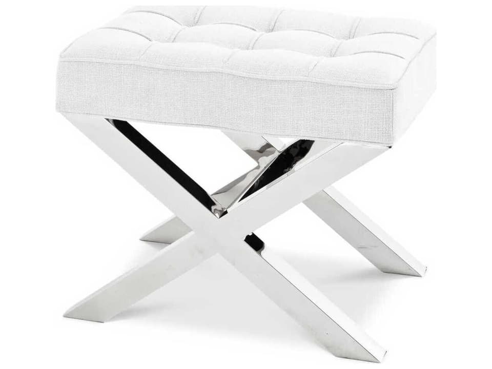 Beekman Place Upholstered Accent Stool in Avalon White Fabric