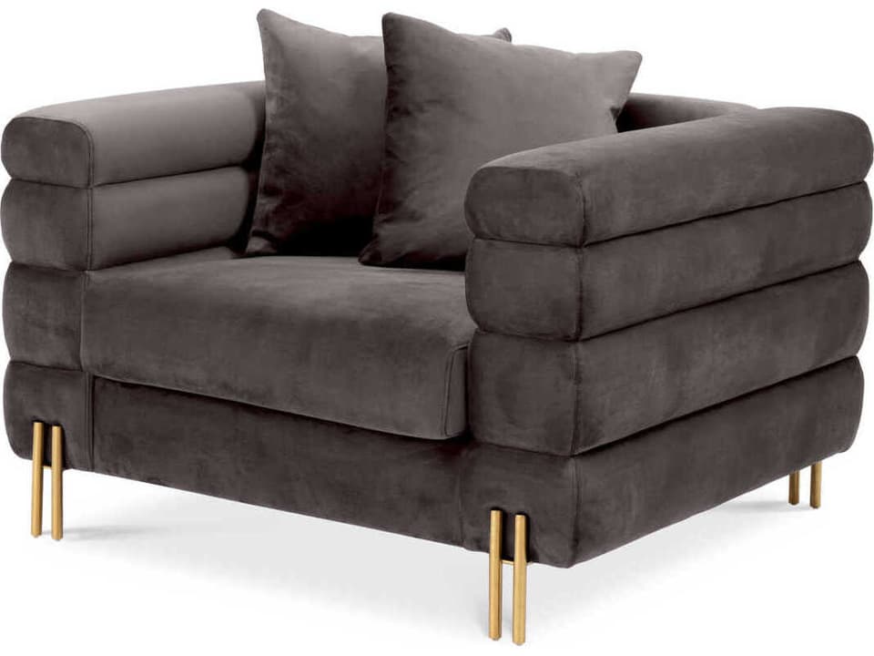 York Armchair Savona Grey Velvet Modern