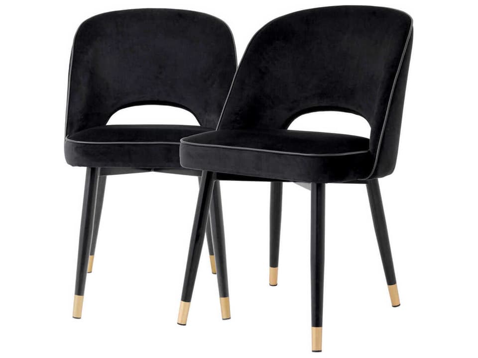 Cliff Black Velvet Upholstered Armless Dining Chair Set of 2