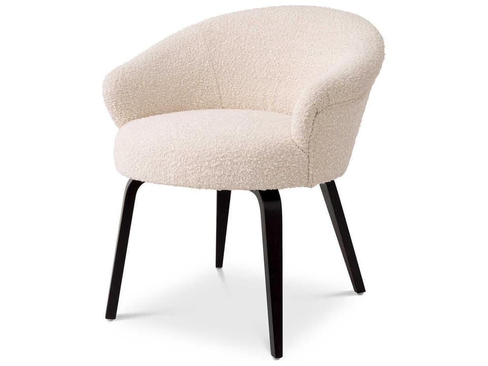 Moretti Upholstered Arm Dining Chair in Bouclé Cream