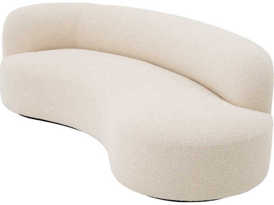 Morten Armless Curved Boucle Cream 3-Seat Sofa with Black Base