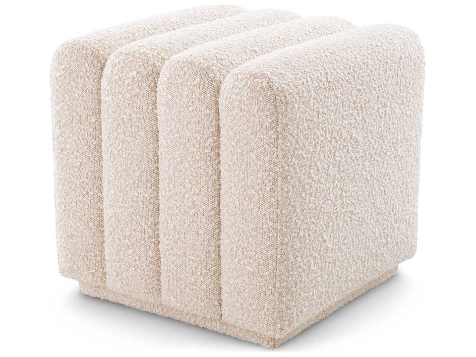 Bente Stool Bouclé Cream Upholstered Ottoman