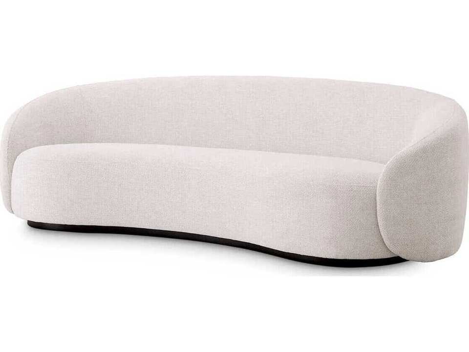 Amore 3-Seat Lyssa Off-White Fabric Sofa with Black Base
