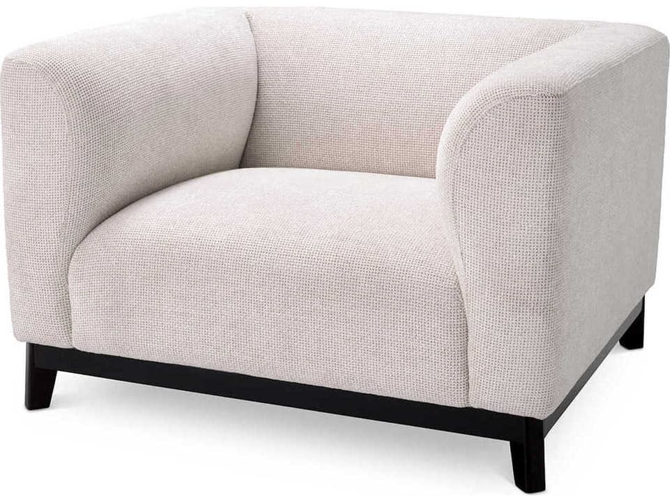 Corso Upholstered Lyssa Off-White Fabric Club Chair with Black Base