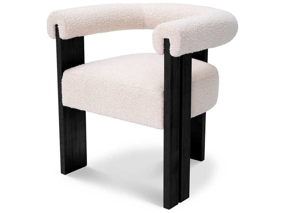 Percy Dining Arm Chair Contemporary Bouclé Cream