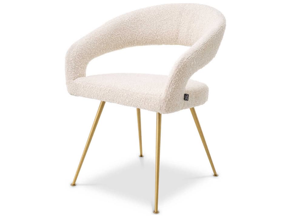 Bravo Dining Chair in Bouclé Cream and Brushed Brass
