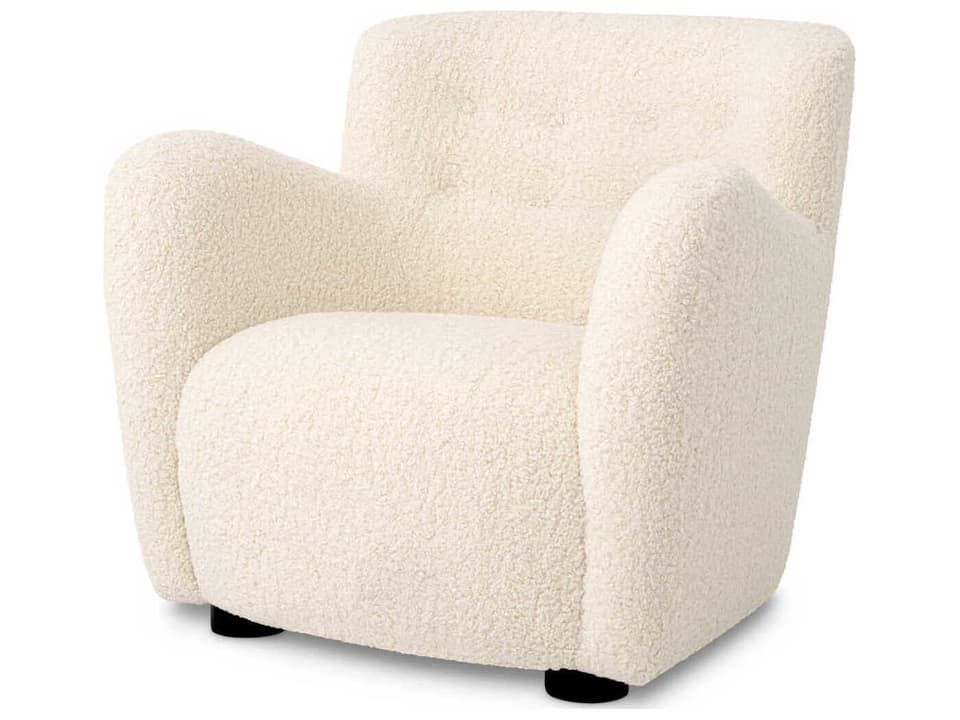 Bixby Cream Faux Shearling Accent Chair with Black Legs