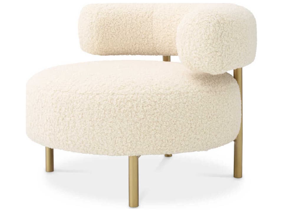 Thompson Upholstered Faux Shearling Accent Chair Brushed Brass Legs