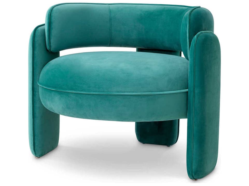 Chaplin Armchair Savona Turquoise Velvet Curved