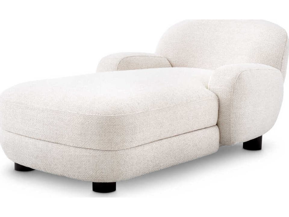 Udine Chaise Longue Off-White Textured Fabric