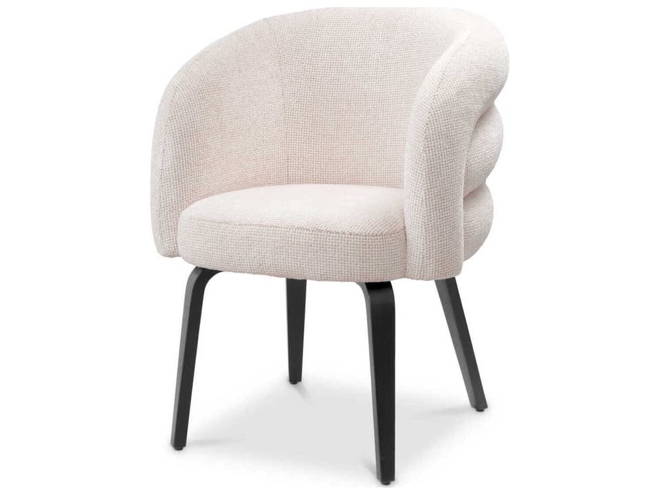 Novelle Upholstered Dining Armchair in Lyssa Off-White with Black Wood Legs