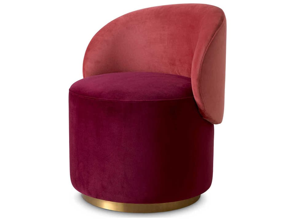 Greer Gold Velvet Armless Dining Chair with Brushed Brass Swivel Base