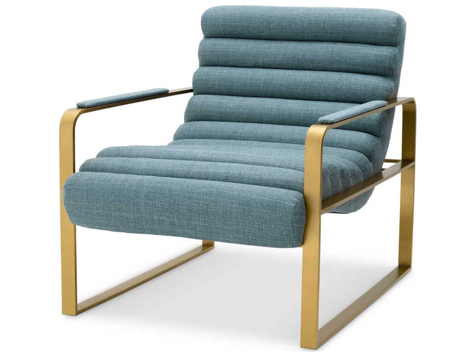 Olsen Accent Chair in Scalea Blue and Brushed Brass