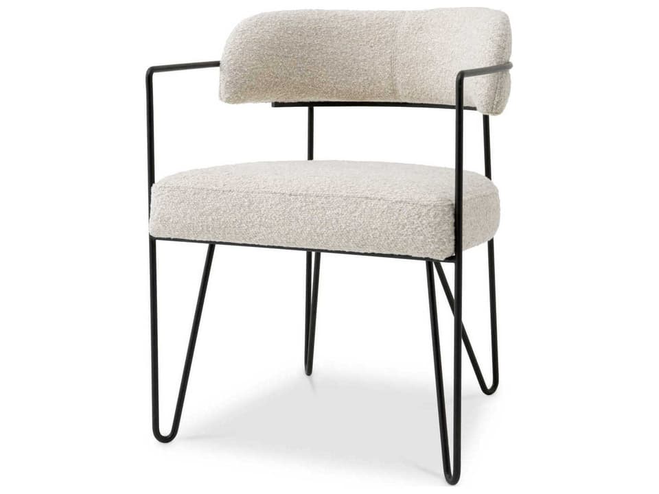 Giuseppe Black Upholstered Dining Armchair in Steel and Polyester
