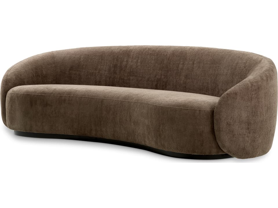 Amore 3-Seat Avelin Brown Fabric Sofa with Black Base