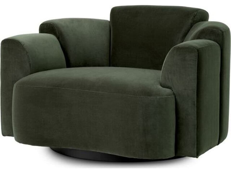 Ethnicraft Swivel Chair Marbella Torrin Green Velvet