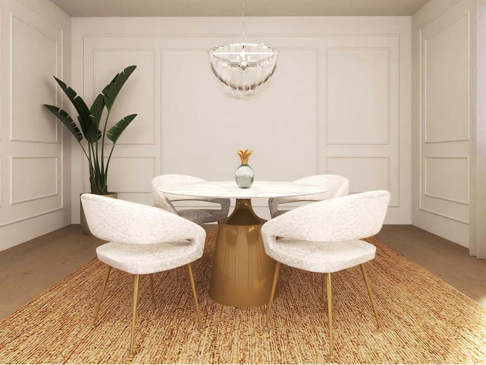 Nathan White Fabric Dining Room Set
