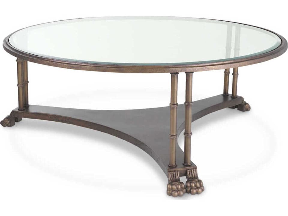 Lioness Round Bronze Bevelled Glass Coffee Table