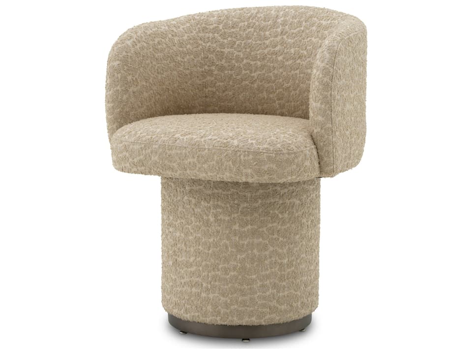 Beige Upholstered Arm Dining Chair