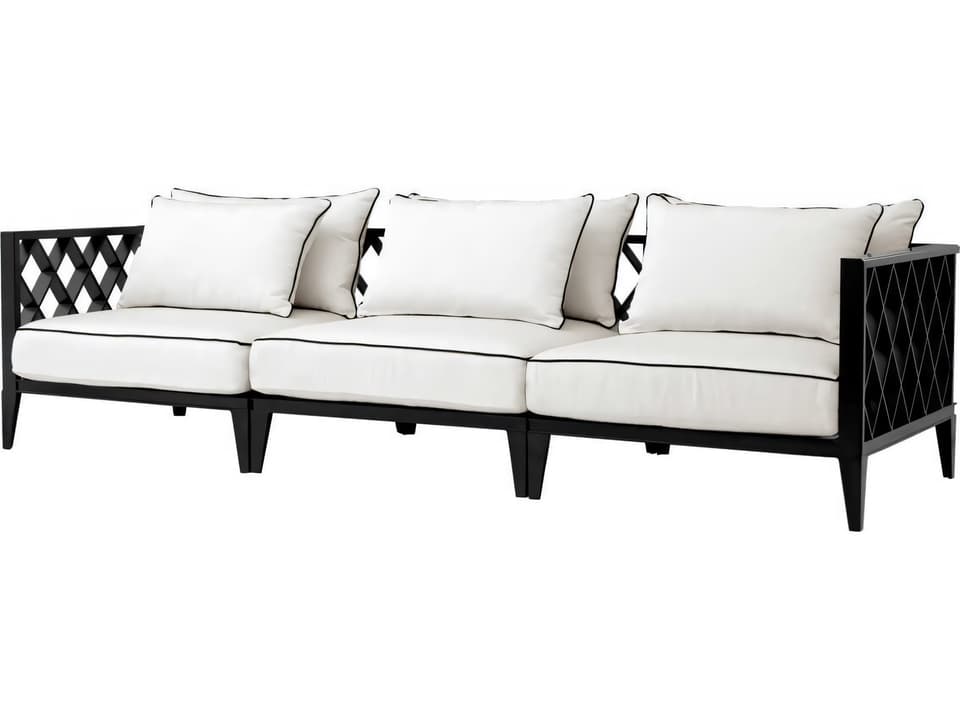 Eichholtz Ocean Club 3-Seat Sofa with Sunbrella Mineral Blue Cushions