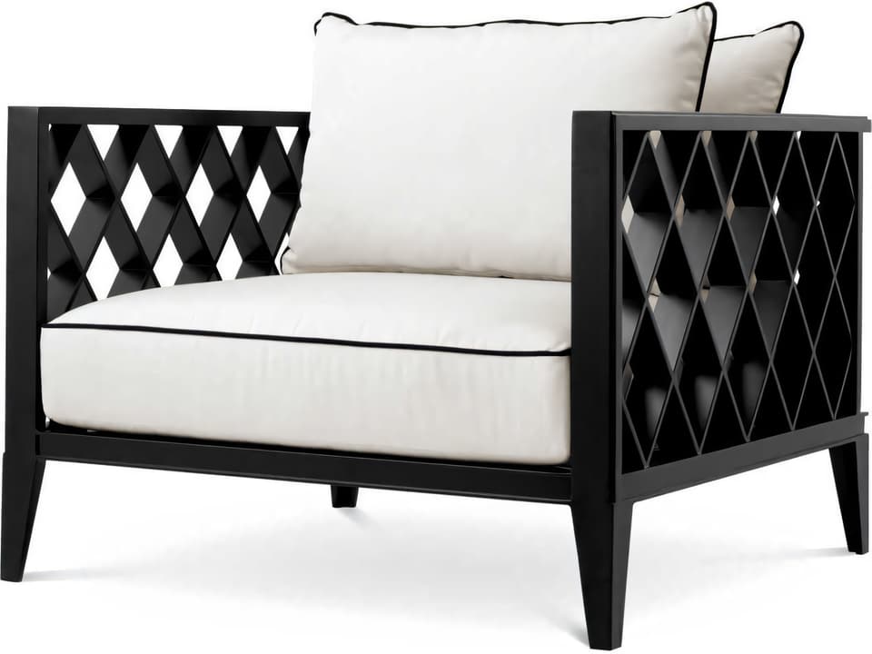 Ocean Club Aluminum Lounge Chair with Sunbrella Canvas Black Cushions