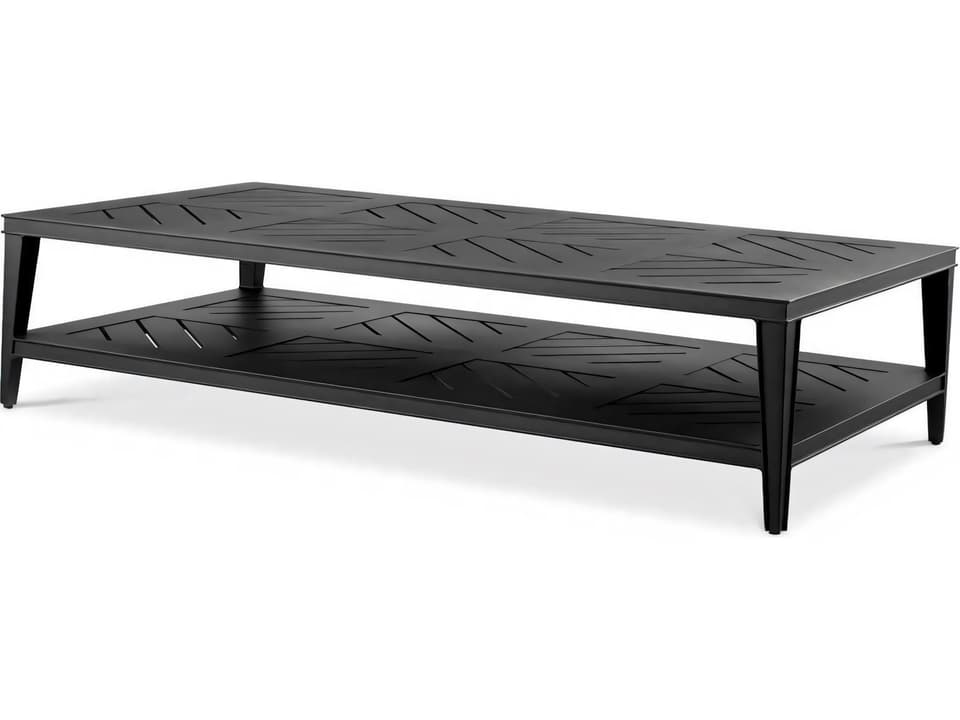Bell Rive Rectangular Aluminum Coffee Table in Matte Black
