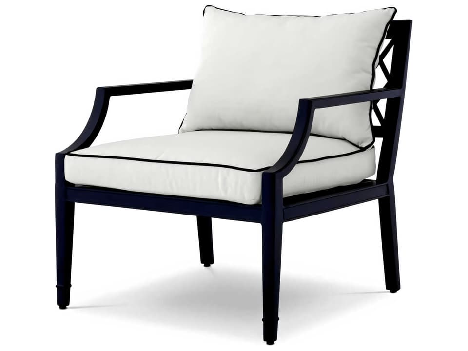 Black Finish Sunbrella Canvas Lounge Chair