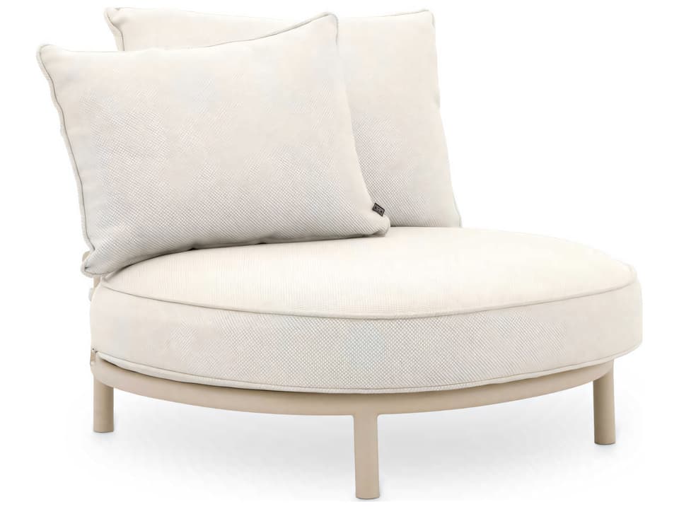 Laguno Lewis Outdoor Lounge Chair in Sand with Off-White Grey Fabric