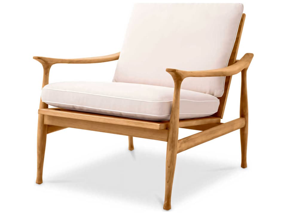 Natural Teak Flores Off-white Lounge Chair