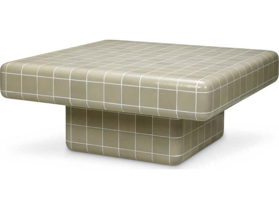 Mateo Square Glazed Ceramic Coffee Table in Light Grey Glaze