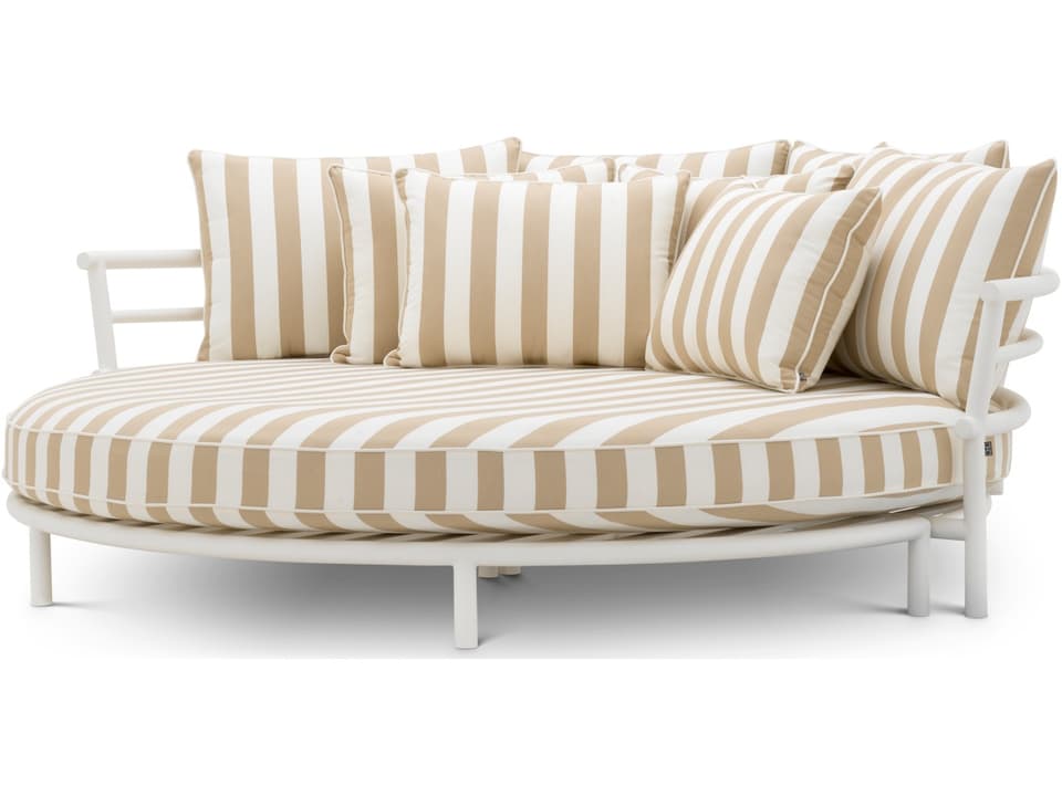 Laguno Matte White Finish | Florent Beige Aluminum Cushion Lounge Bed