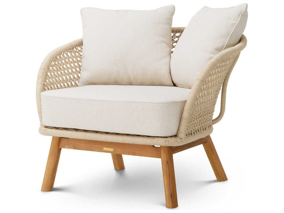 Trinity Viola Sand | Natural Teak Cream Rope Cushion Lounge Chair