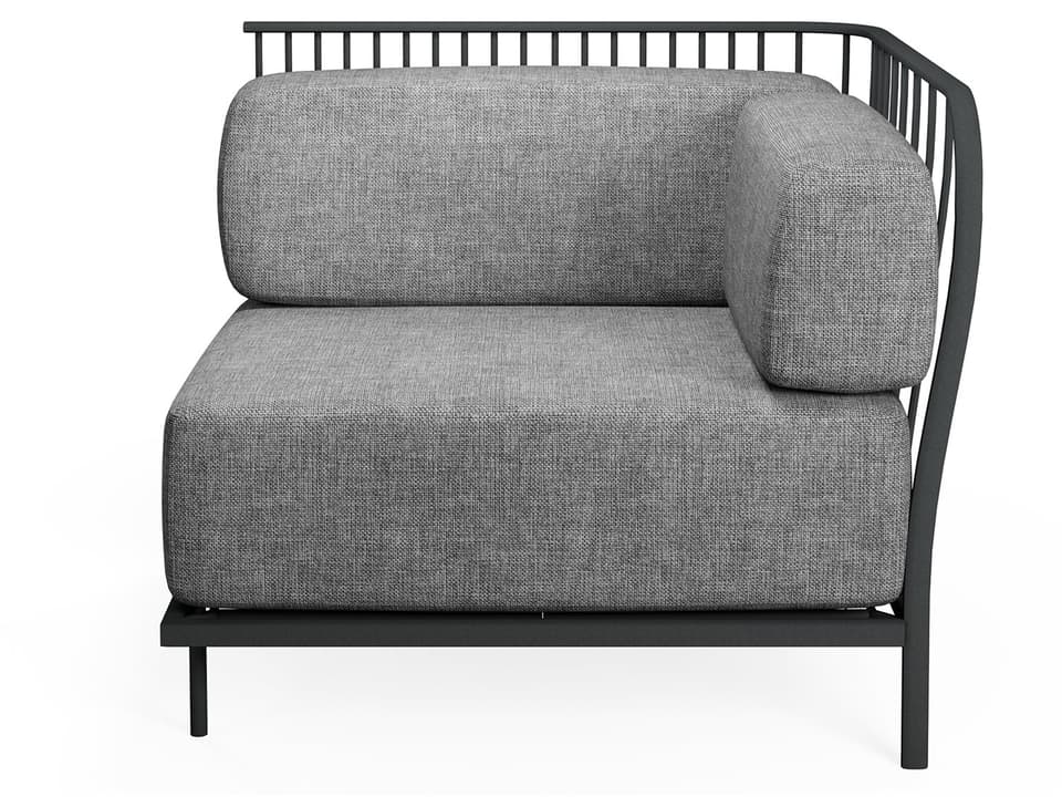 Cannole Right Arm Lounge Chair with Cushion in Iron