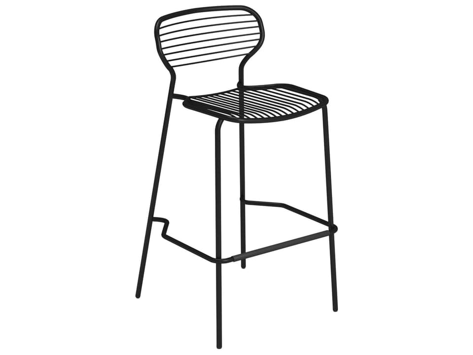 Apero Black Steel Stackable Outdoor Bar Stool