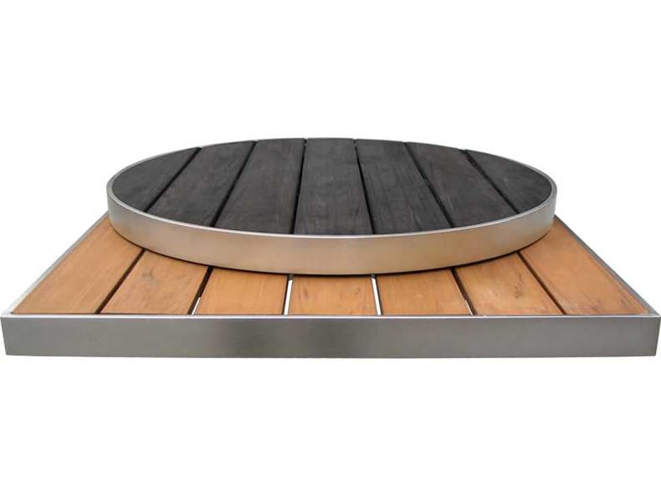 Sid 48 x 30 Inch Rectangular Aluminum Table Top in Wood Look