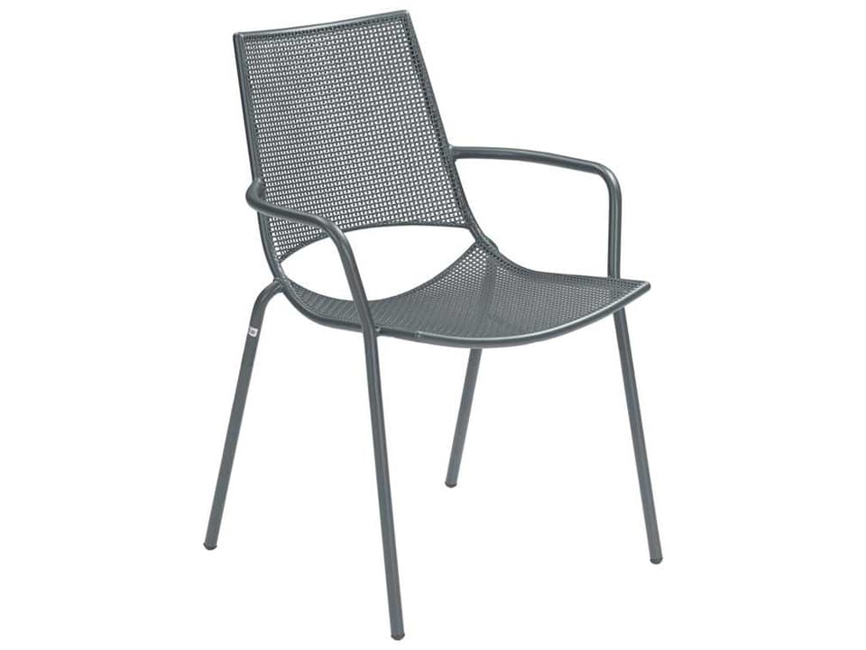 Topper Steel Iron Stacking Patio Dining Arm Chair