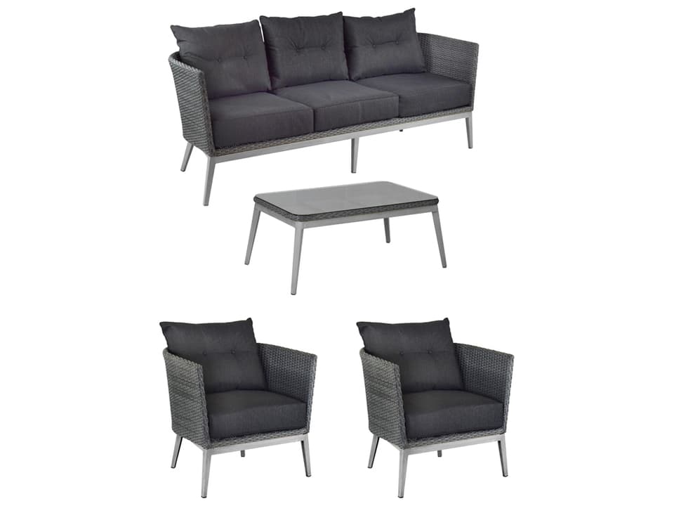 Elly 4-Piece Aluminum Wicker Lounge Set in Driftwood