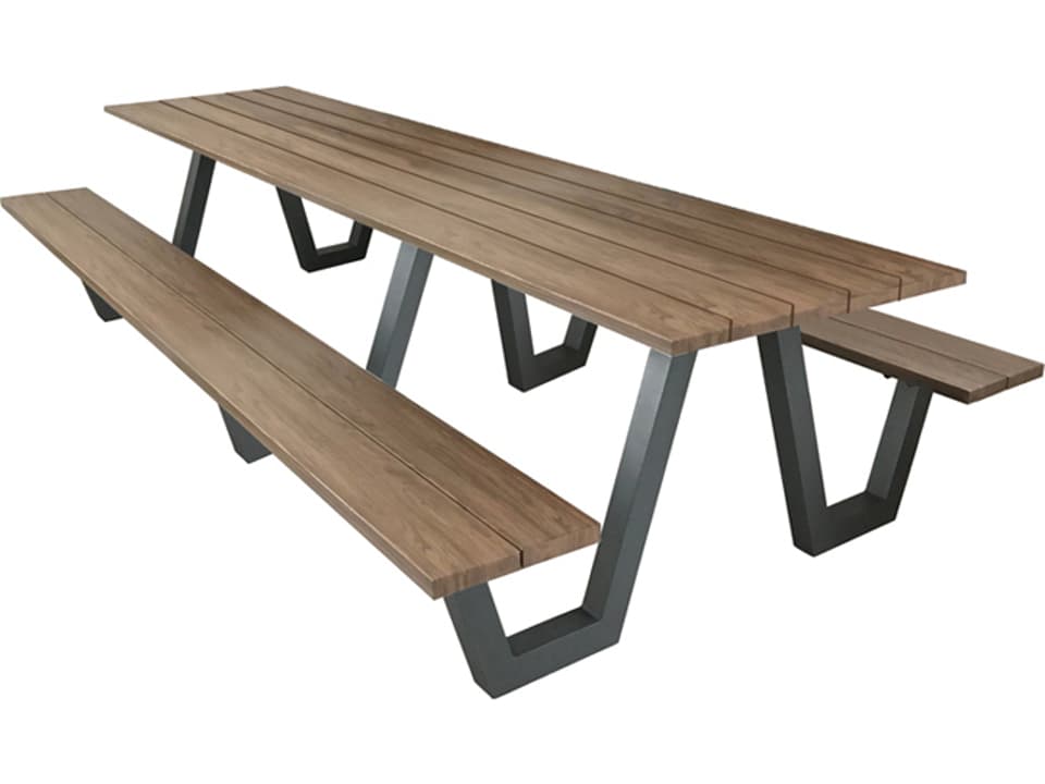 Sid 96-Inch Rectangular Picnic Table with Integrated Benches