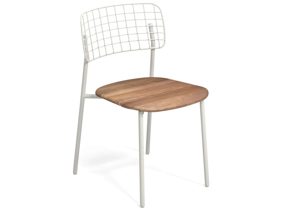 Lyze Aluminum Teak Stackable Outdoor Patio Dining Side Chair